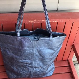 Blue Metallic Leather Tote Bag From WILSONS LEATHER
